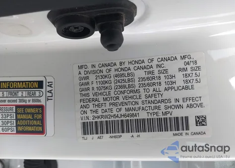 2018 Honda Cr-V Ex from USA, damaged, VIN 2HKRW2H54JH649841